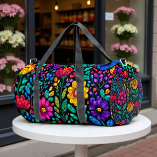 Farbenfrohes Blumenmuster Duffle Bag