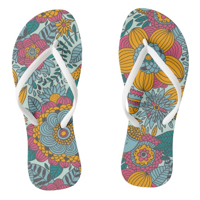 Farbenfrohes Blumenmuster Flip Flops (Fußbett)
