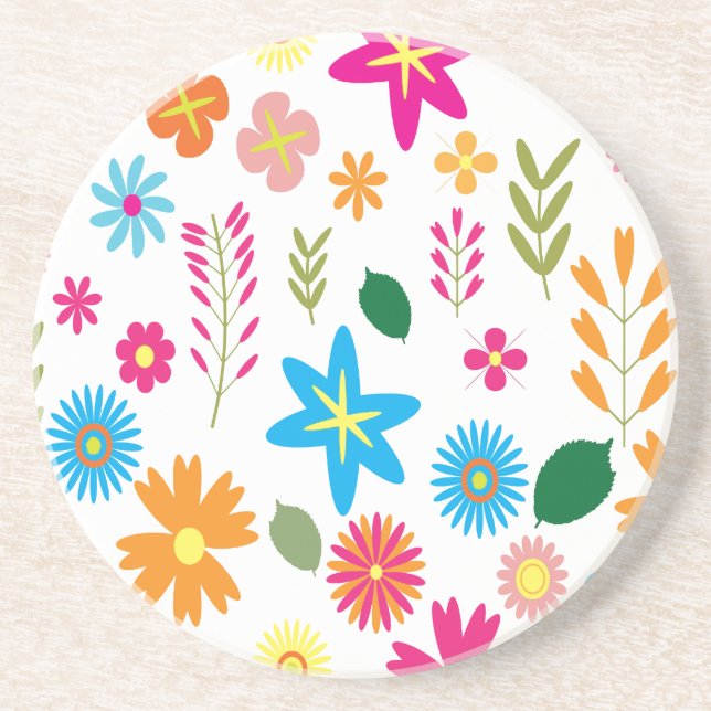 Farbenfrohes Blumenmuster Getränkeuntersetzer (Vorne)