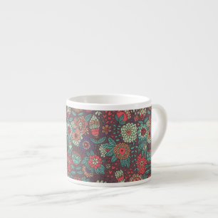 Farbenfrohes Blumenmuster im Cartoon-Stil Espressotasse