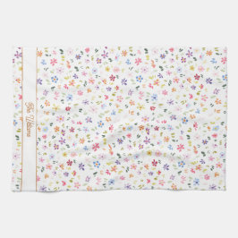 Farbenfrohes Blumenmuster Namens-Monogramm Botanis Geschirrtuch