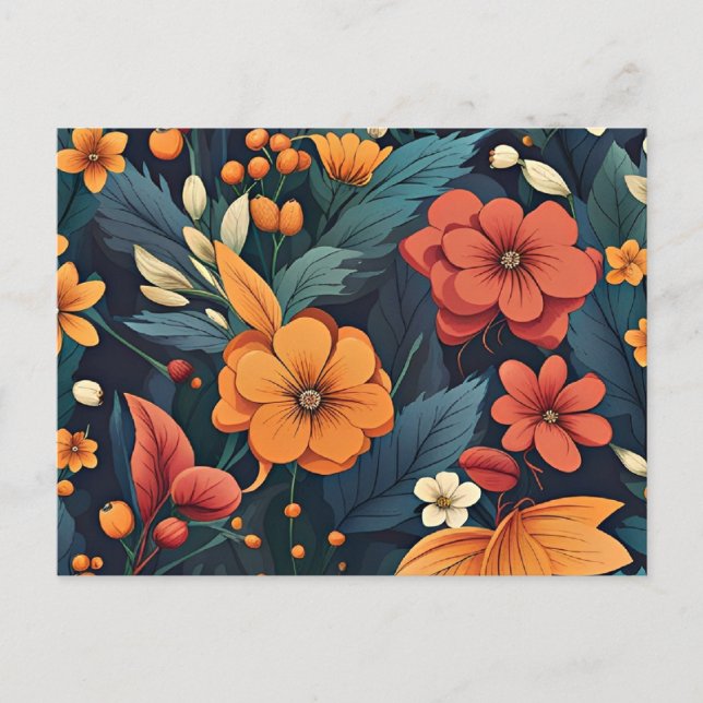 Farbenfrohes Blumenmuster Postkarte (Vorderseite)