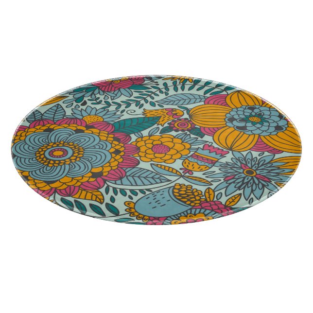 Farbenfrohes Blumenmuster Schneidebrett (Ecke)