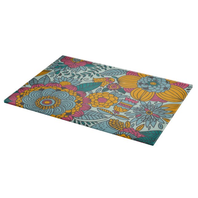 Farbenfrohes Blumenmuster Schneidebrett (Ecke)