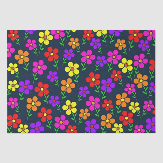 Farbenfrohes Blumenmuster Seidenpapier (Vorderseite)