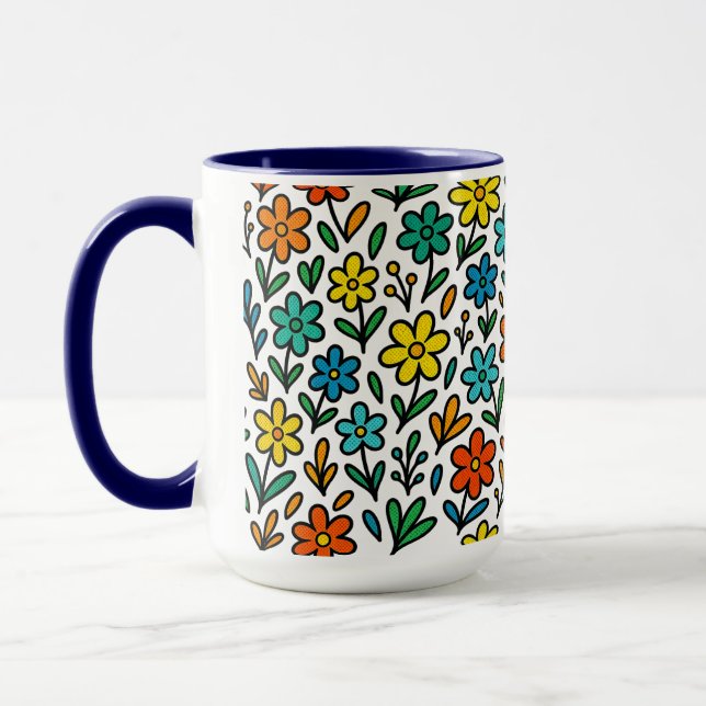 Farbenfrohes Blumenmuster  Tasse (Links)