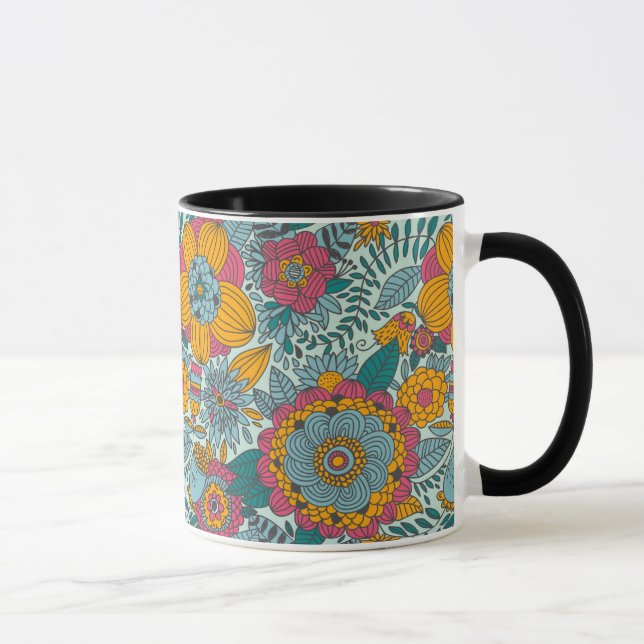 Farbenfrohes Blumenmuster Tasse (Rechts)