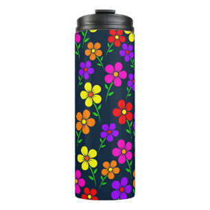 Farbenfrohes Blumenmuster Thermosbecher
