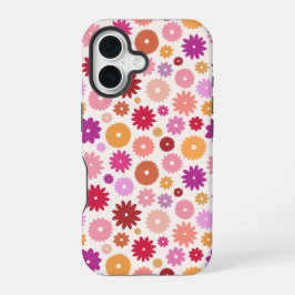 Farbenfrohes Blumenmuster wiederholt sich iPhone 16 Hülle