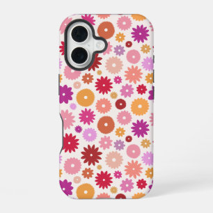 Farbenfrohes Blumenmuster wiederholt sich iPhone 16 Hülle