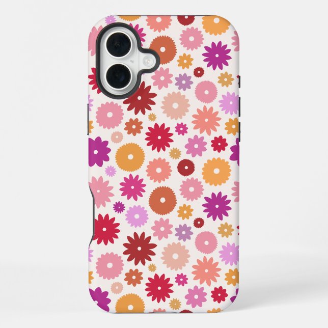 Farbenfrohes Blumenmuster wiederholt sich iPhone Hülle (Rückseite)