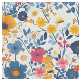 Farbenfrohes Blumenmuster Wiese Stoff