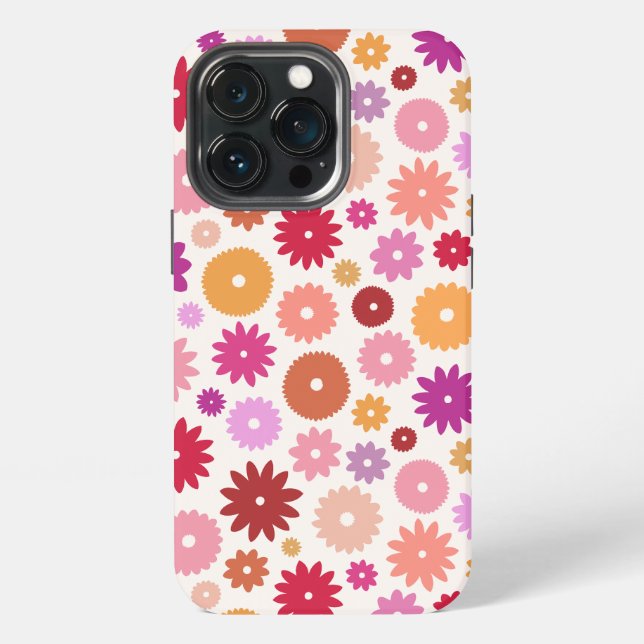 Farbenfrohes Blütenmuster iPhone Hülle (Hinten)