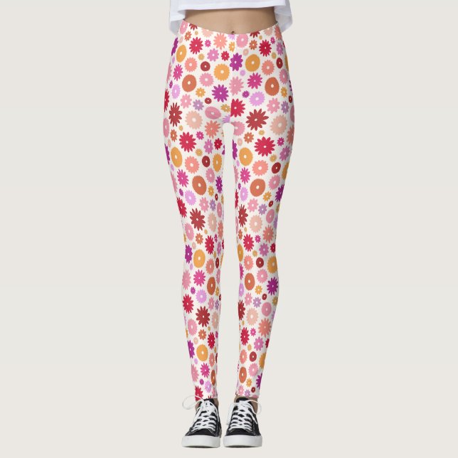 Farbenfrohes Blütenmuster Leggings (Vorderseite)