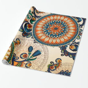 Farbenfrohes Bohemian Boho MOD Hippie Chic Muster Geschenkpapier
