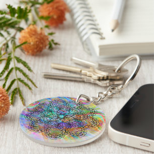 Farbenfrohes Bohemian Chic Mandala Blumenmuster Schlüsselanhänger