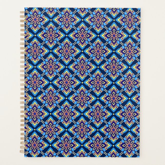 Farbenfrohes Boho-Geometrisches Blumenmuster Planer (Vorderseite)