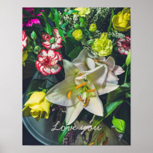 Farbenfrohes Bouquet mit Lilie Poster