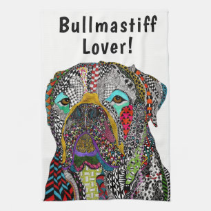Farbenfrohes Bullmastiff-Fan-Küchenhandtuch Geschirrtuch