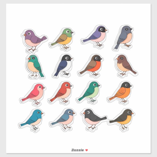 Farbenfrohes Cartoon-Vogel-Sticker-Set Aufkleber (Blatt)
