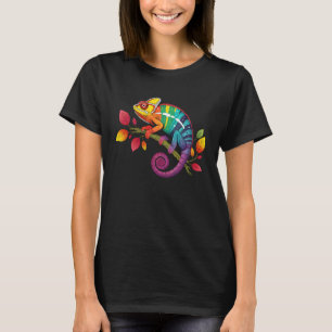 Farbenfrohes Chamäleon Reptilienliebhaber Regenbog T-Shirt
