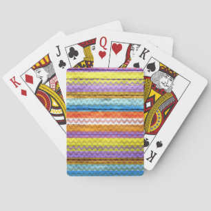 Farbenfrohes Chevron Abstract Holz Spielkarten