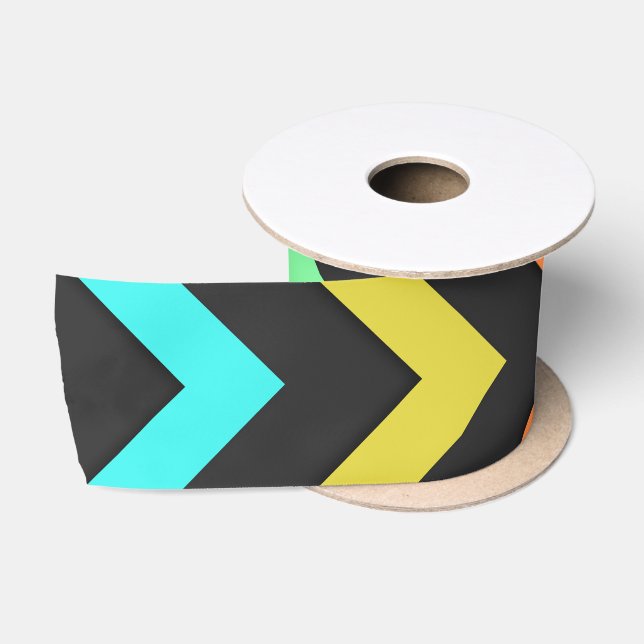 Farbenfrohes Chevron Lebendiges Sommer-Spaß-Muster Satinband (Spule)