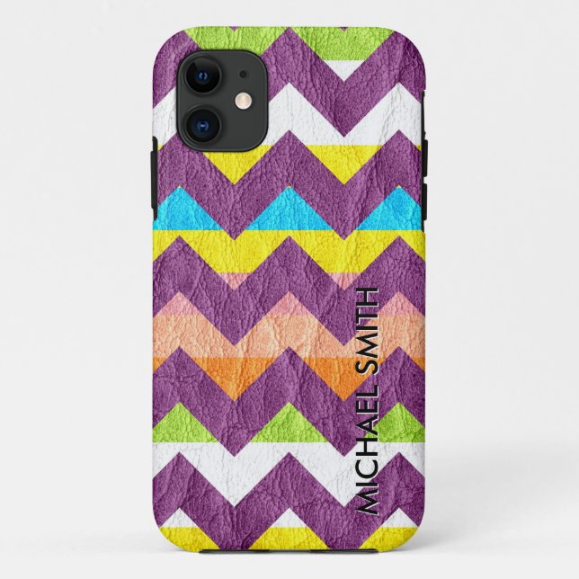 Farbenfrohes Chevron-Leder Case-Mate iPhone Hülle (Rückseite)