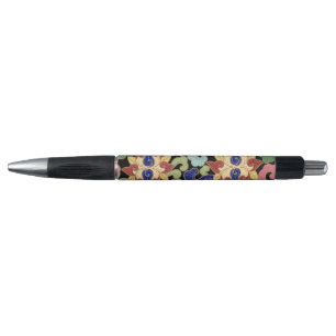 Farbenfrohes Chinoiserie-Blumenmuster auf Schwarz Kugelschreiber