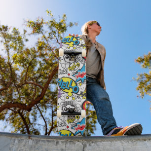 Farbenfrohes Comic-Pop-Art-Sprechblasenmuster Skateboard