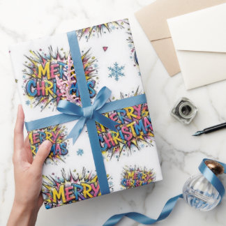 Farbenfrohes Comic-Pop-Art-Weihnachtspapier Geschenkpapier