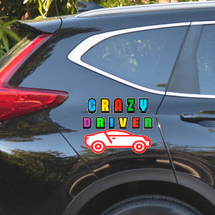 Farbenfrohes Crazy-Driver-Design Aufkleber