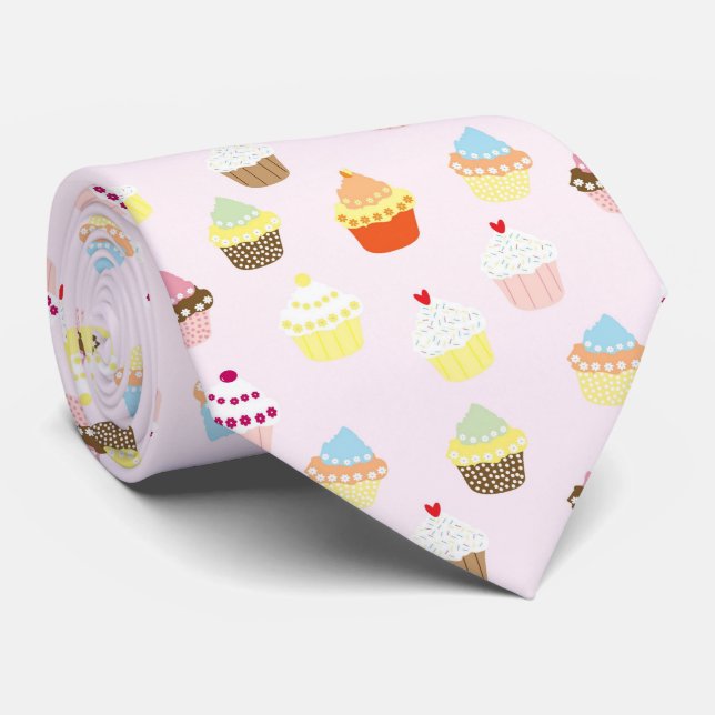Farbenfrohes Cupcake-Muster Krawatte (Gerollt)