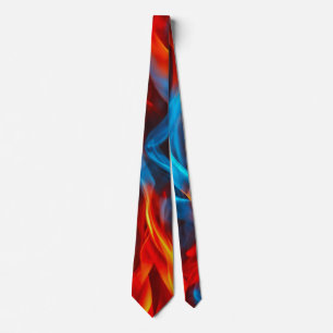 Farbenfrohes Cyan-Blau-Rot-Feuer-Flammen-Wellen-Mu Krawatte