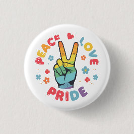 Farbenfrohes Design mit Frieden, Liebe und Stolz H Button