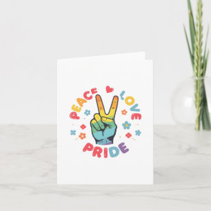 Farbenfrohes Design mit Frieden, Liebe und Stolz H Einladung