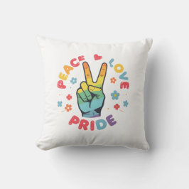 Farbenfrohes Design mit Frieden, Liebe und Stolz H Kissen