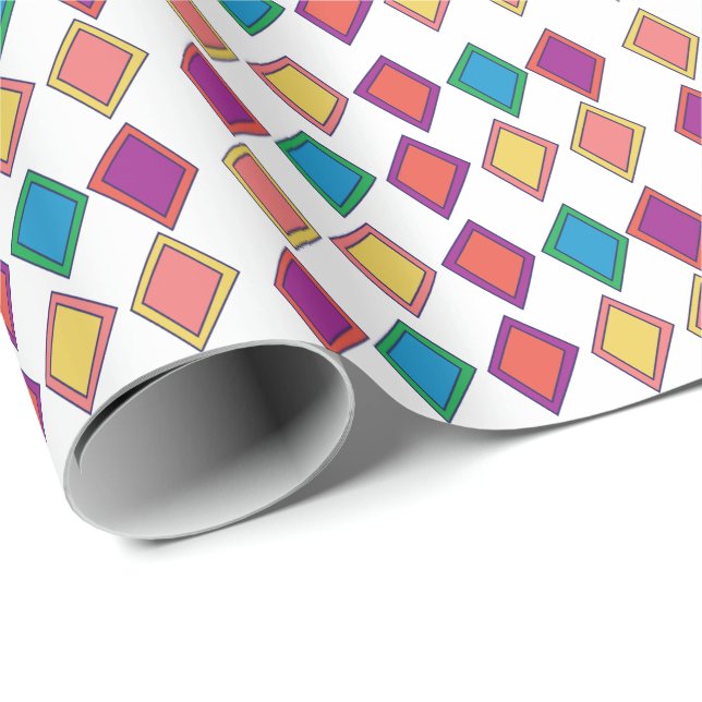 Farbenfrohes Diamant-Geometrisches Muster Geschenkpapier (Rolleneckpunkt)