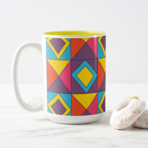 Farbenfrohes Diamantdreieck Geometrisch Zweifarbige Tasse