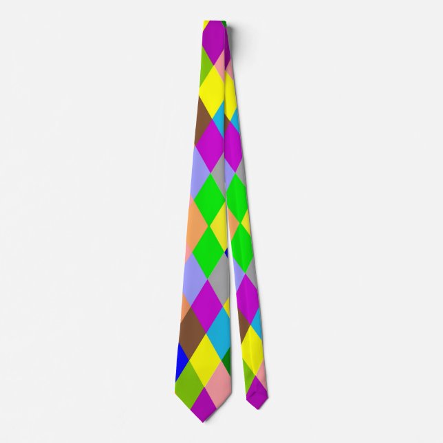 Farbenfrohes Diamantmuster-Design Krawatte (Vorderseite)