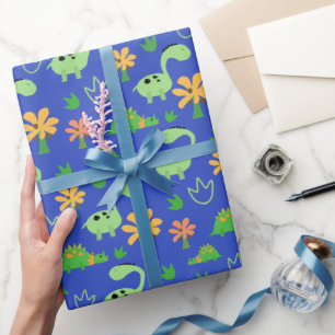 Farbenfrohes Dinosaurier-Muster  Geschenkpapier