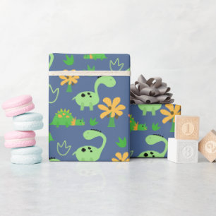 Farbenfrohes Dinosaurier-Muster Geschenkpapier