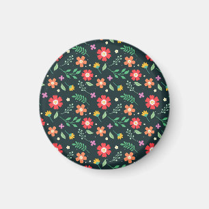 Farbenfrohes Ditsy-Blumenprint-Hintergrunddesign Magnet