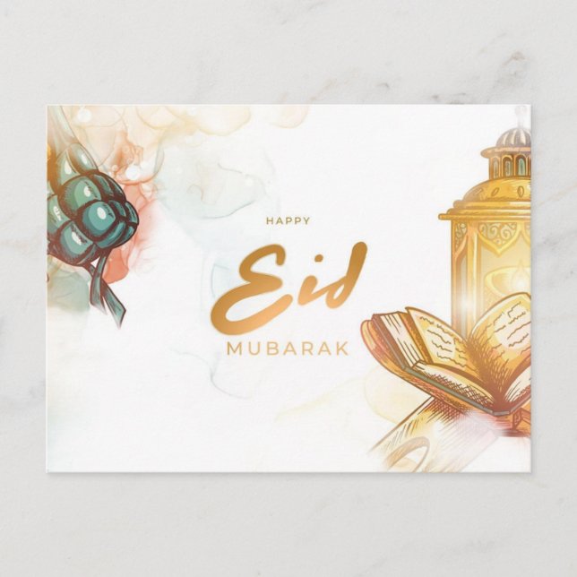 Farbenfrohes Eid Mubarak  Feiertagspostkarte (Vorderseite)