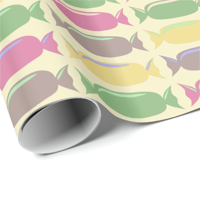 Farbenfrohes eingewickeltes Kaugummi-Muster Geschenkpapier (Rolleneckpunkt)