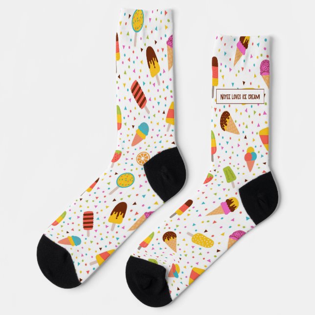 Farbenfrohes Eis und Konfetti-Muster Socken (Linkes Detail)