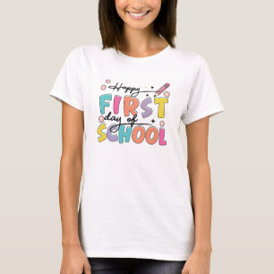 Farbenfrohes Erster Schultag Zurück zur Schule Ges T-Shirt