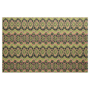 Farbenfrohes ethnisches Ikat-Muster auf Schwarz Stoff