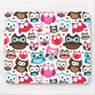 farbenfrohes Eulenmuster Mousepad