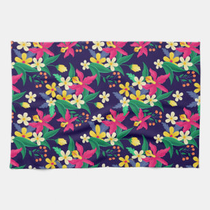 Farbenfrohes exotisches Blumen-Blatt-Muster-23021 Geschirrtuch